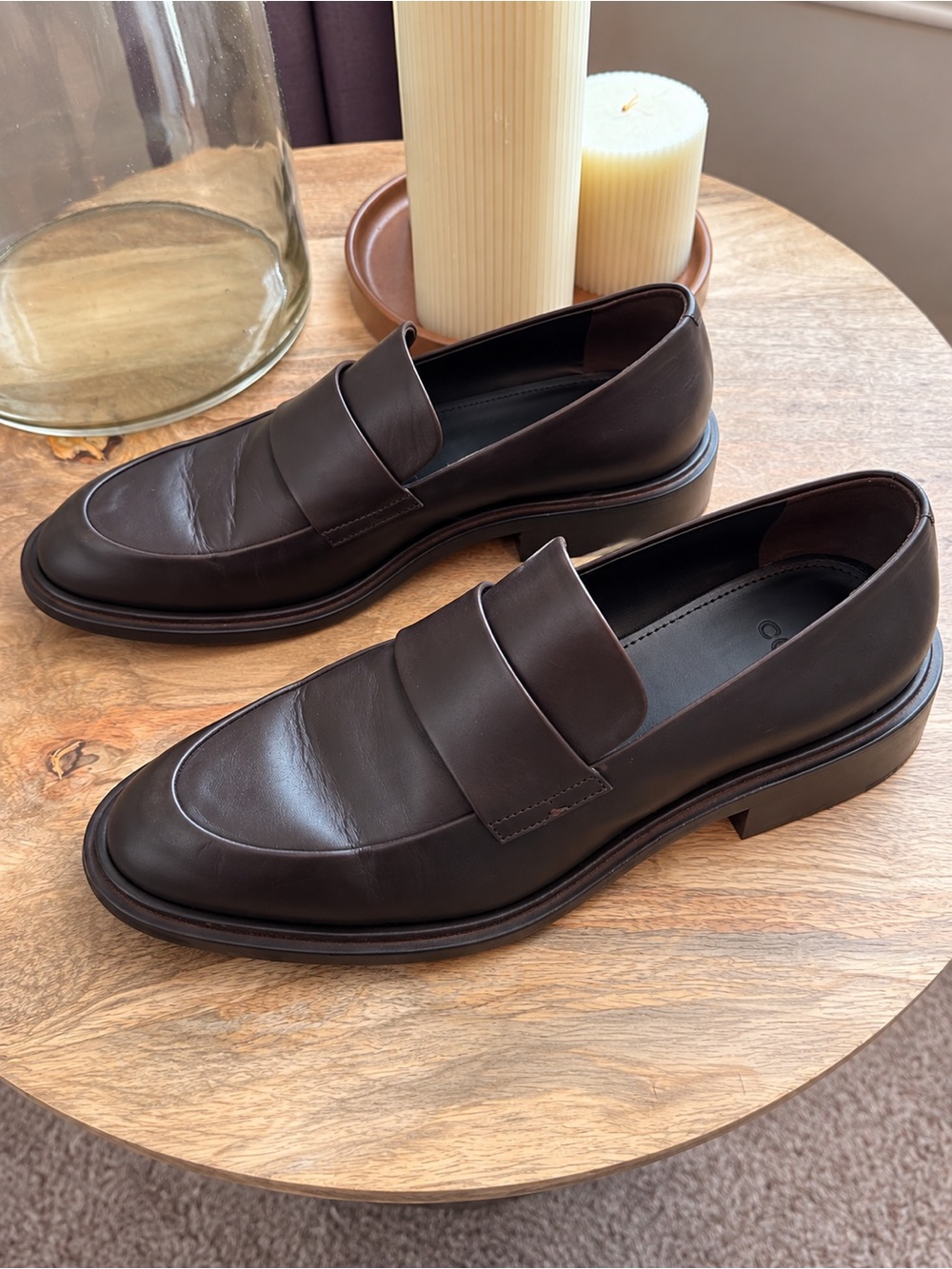 CO Collections Italian Leather Penny Loafers Dark Brown
